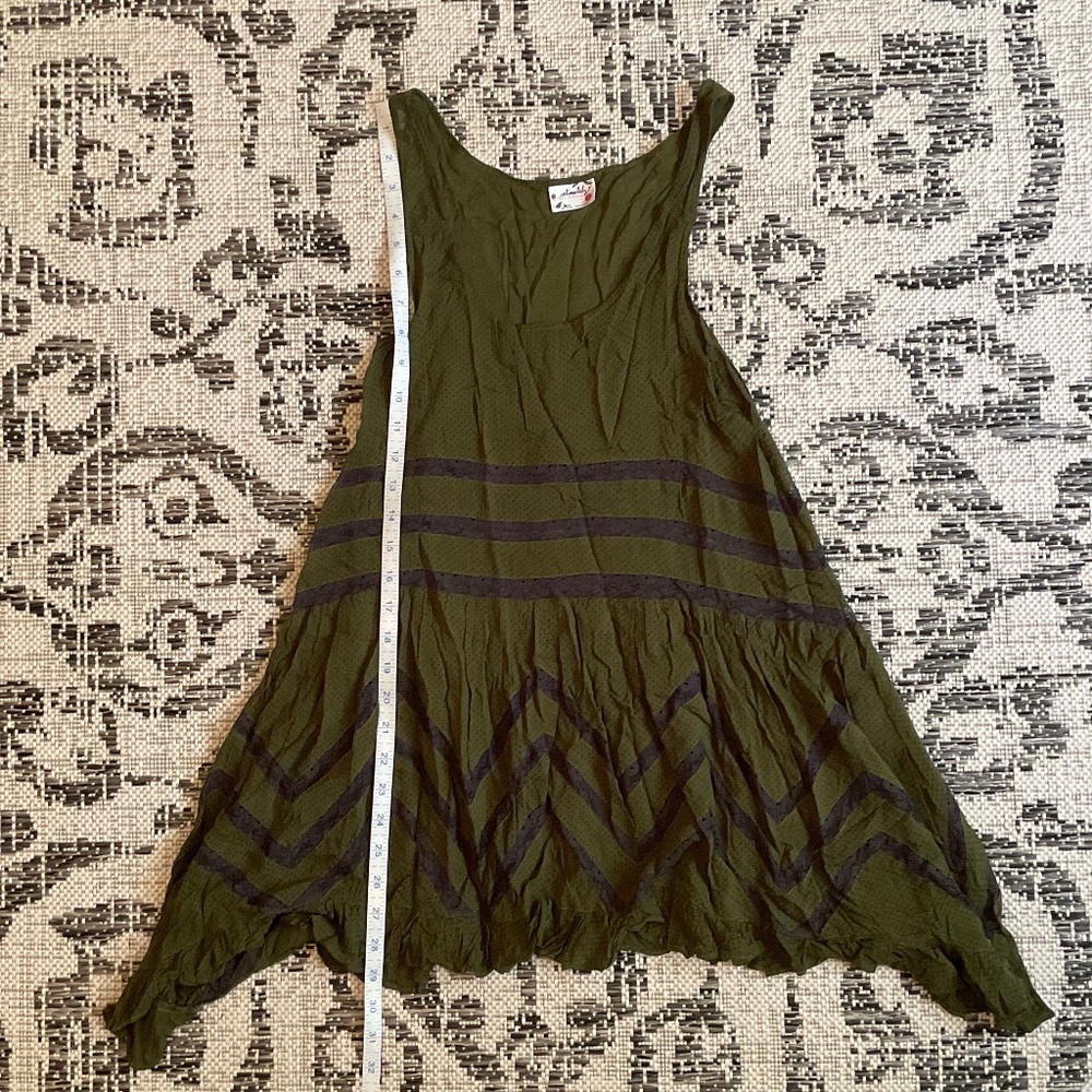 Free People "VOILE AND LACE TRAPEZE SLIP" xsmall olive green
